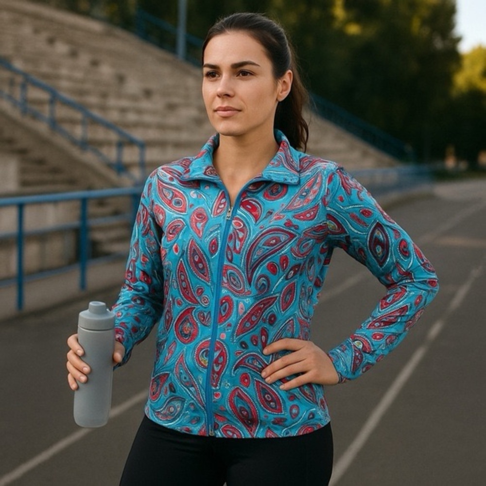 M-Sport Colorful Patterned  Zip up performance Jacket NWT